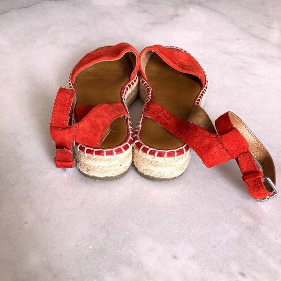 Franco Sarto Ravenna orange & tan suede espadrille sandals / shoes, ankle straps - Picture 8 of 9